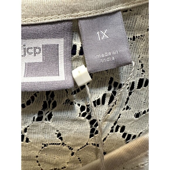 JCP Womans Sheer Floral Lace Top Size 1X Boho Western Quiet Luxury Capsule - Picture 2 of 12